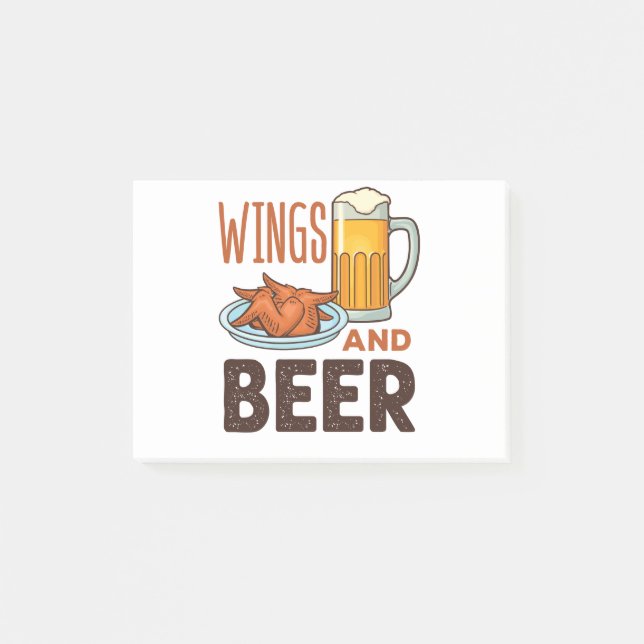 Wings and Beer Chicken Wings Drinking Post-it Notes (Front)