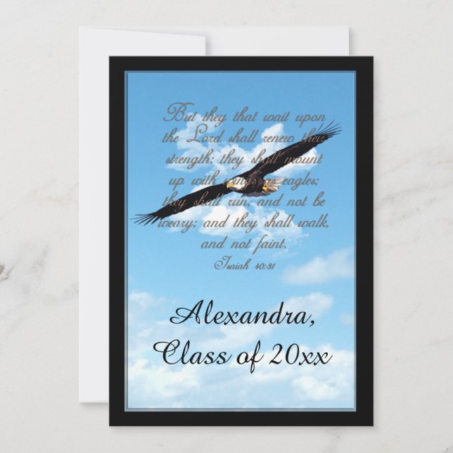 Wings as Eagles Bible Verse Christian Graduation Invitation (Front)