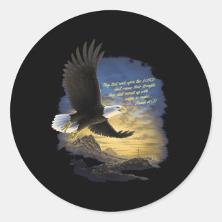 Wings As Eagles Isaiah 4031 Christian Classic Round Sticker