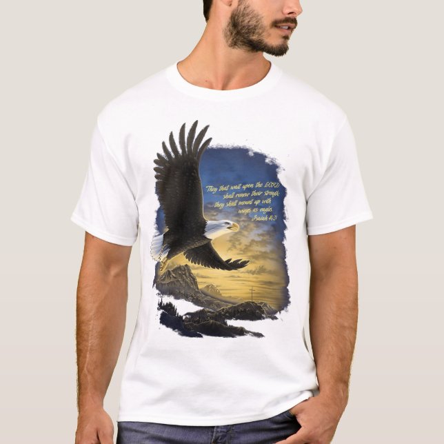 Wings as Eagles Isaiah 4031 Christian T-Shirt (Front)
