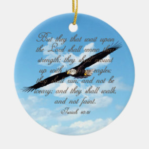 Wings as Eagles, Isaiah 40:31 Christian Bible Ceramic Tree Decoration