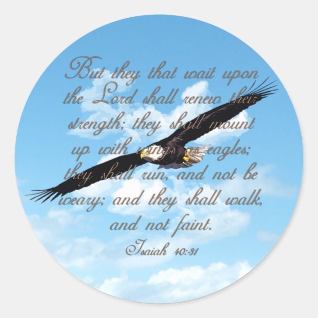 Wings as Eagles, Isaiah 40:31 Christian Bible Classic Round Sticker (Front)