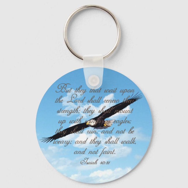 Wings as Eagles, Isaiah 40:31 Christian Bible Key Ring (Front)