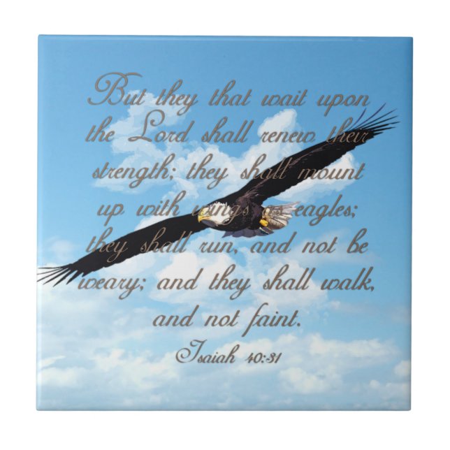 Wings as Eagles, Isaiah 40:31 Christian Bible Tile (Front)