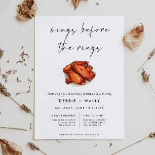 Wings Before the Rings Rehearsal Dinner Invitation