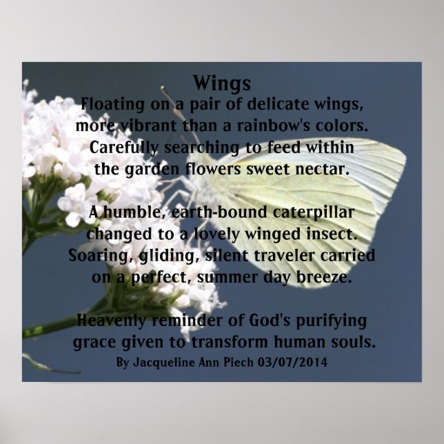 "Wings" Butterfly Poetry Poster (Front)