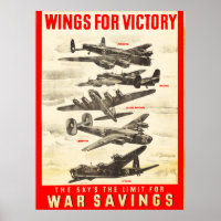 Wings for Victory Fighter Aircraft Vintage Poster