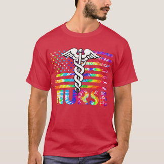 Wings Heart Nurse Stethoscope American Flag Nursin T-Shirt