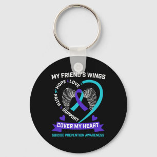 Wings Heart Teal Purple Friend Suicide Awareness P Key Ring