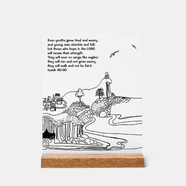 Wings like eagles Christian inspiration Acrylic Sign (Front)