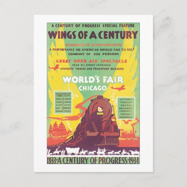 Wings of a Century World's Fair Chicago Postcard (Front)