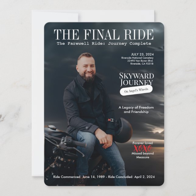 Wings of a Rider Funeral Cards (Front)