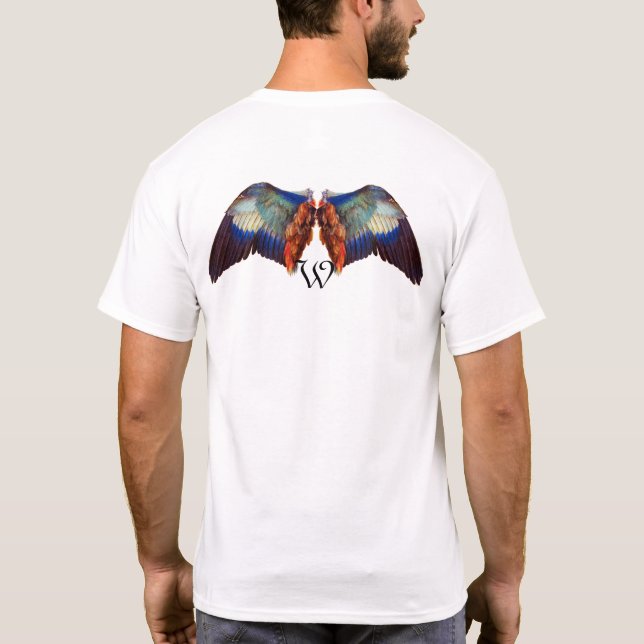 WINGS OF AN EUROPEAN ROLLER MONOGRAM T-Shirt (Back)