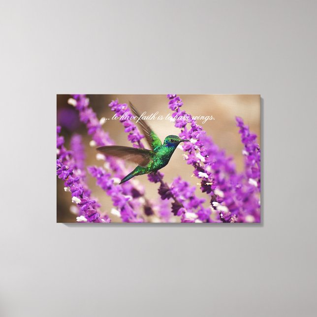 Wings of Faith Sparkling Violet-ears Hummingbird Canvas Print (Front)