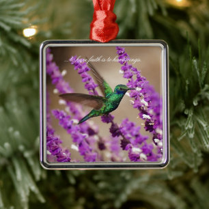 Wings of Faith Sparkling Violet-ears Hummingbird Metal Tree Decoration