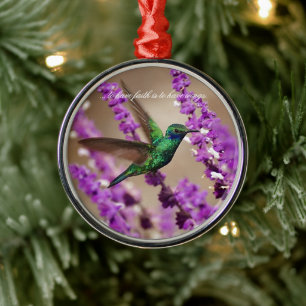 Wings of Faith Sparkling Violet-ears Hummingbird Metal Tree Decoration
