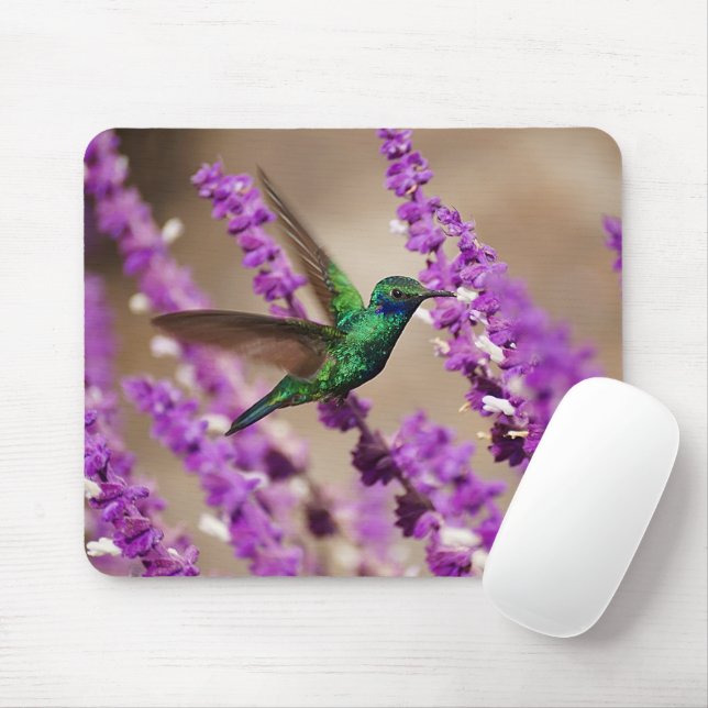 Wings of Faith Sparkling Violet-ears Hummingbird Mouse Mat (With Mouse)