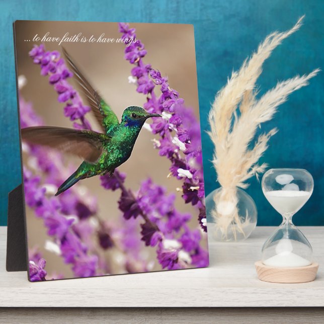 Wings of Faith Sparkling Violet-ears Hummingbird Plaque (Side)