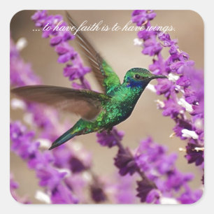 Wings of Faith Sparkling Violet-ears Hummingbird Square Sticker