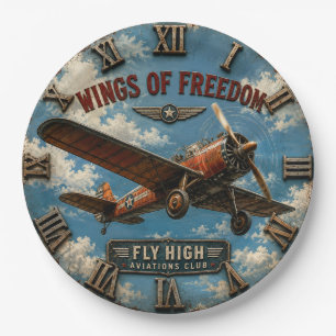 Wings of Freedom Classic Aviation Military Aircraf Paper Plate