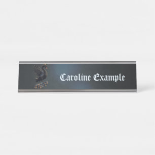 Wings of freedom the black swan on the skateboard. desk name plate