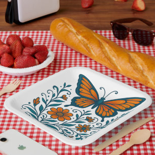 Wings of Garden Harmony Paper Plate