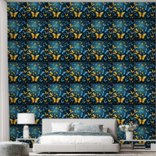 Wings of Joy: Blue and Yellow Flying Butterflies, Wallpaper
