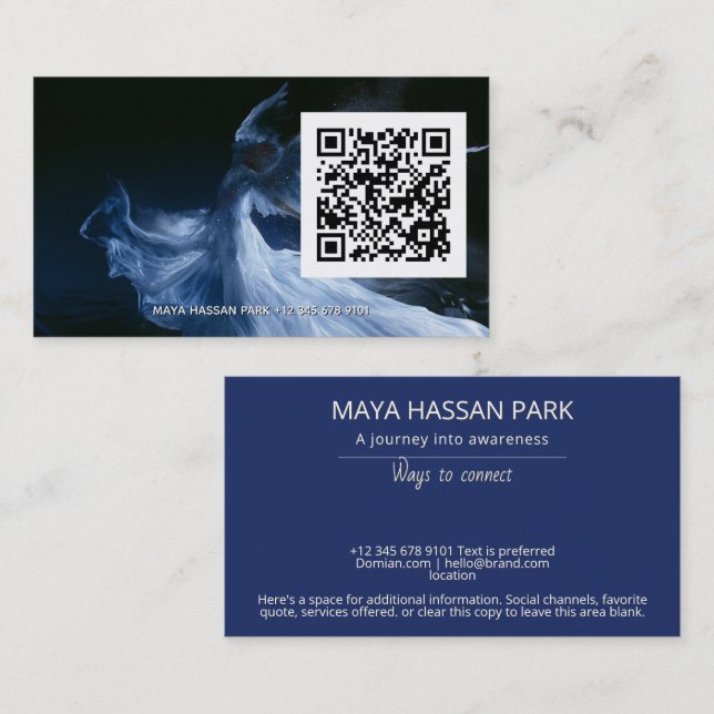 Wings of Light | Winged Angel QR code Business Card (Front/Back)