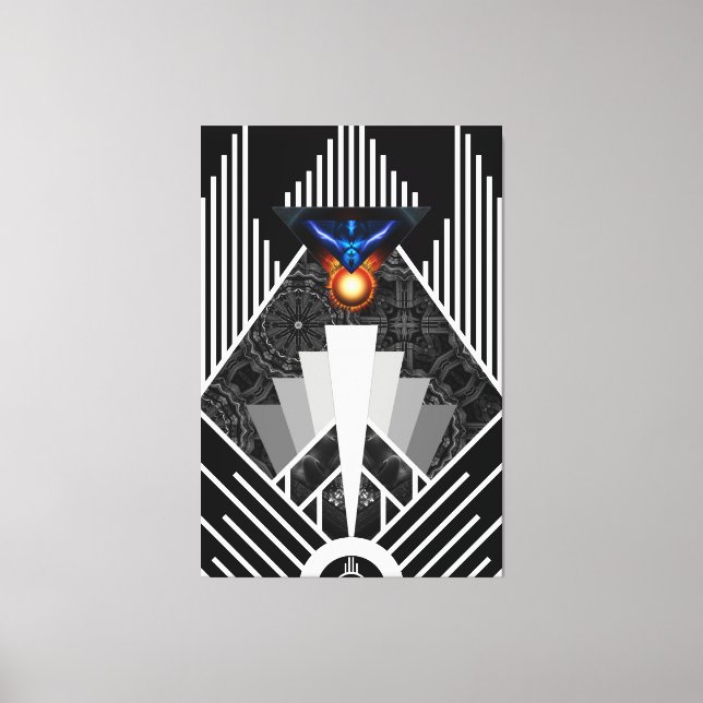 Wings Of Lightning Deco Mech Flare Canvas Print (Front)