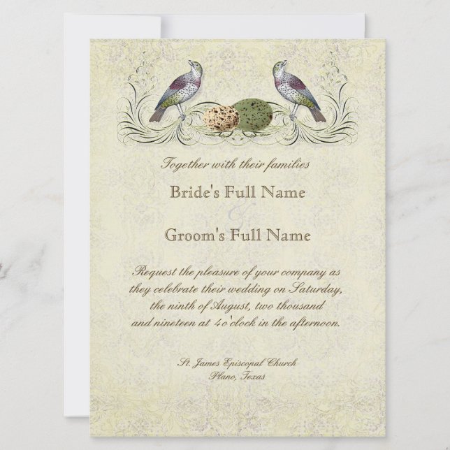 Wings of Love Invitation - Cream Tan (Front)