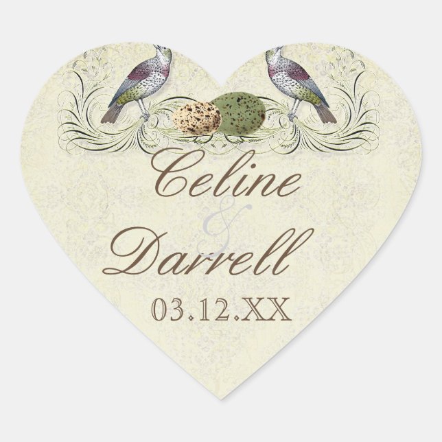 Wings of Love Invitation -Wedding Small Wine Label (Front)