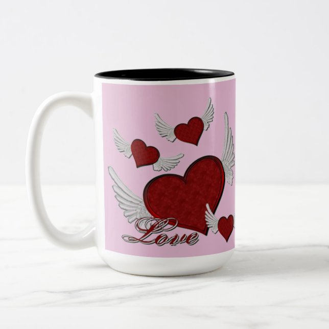 Wings Of Love Red Logo Pink Coffee Mug (Left)