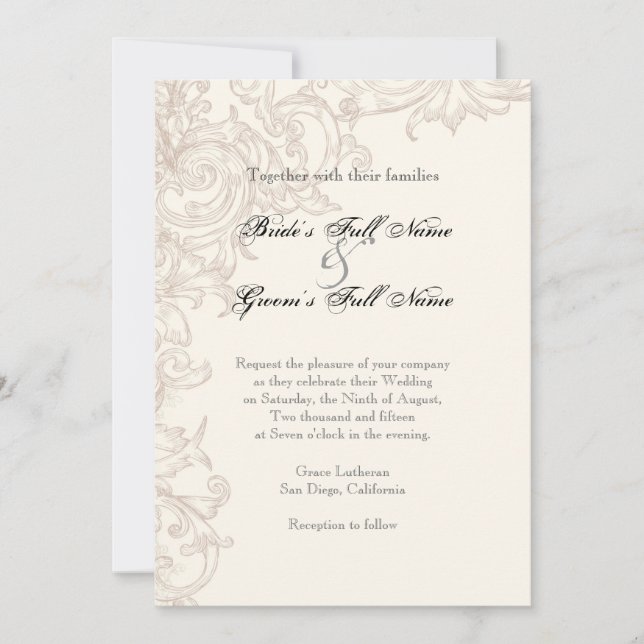 Wings of Love Wedding Collection Invitation (Front)