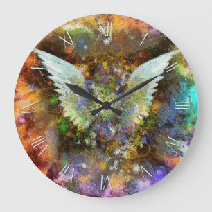 Wings Painting Large Clock