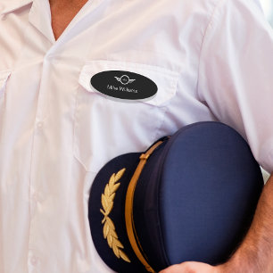 Wings Pilot Monogram Logo Name Tags