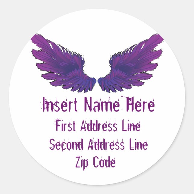 Wings Return Address Classic Round Sticker (Front)