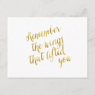 Wings That Lifted You Quote Faux Gold Foil Postcard