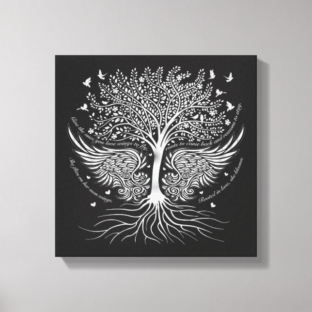 Wings To Fly and Tree with Roots Wrapped Canvas (Front)