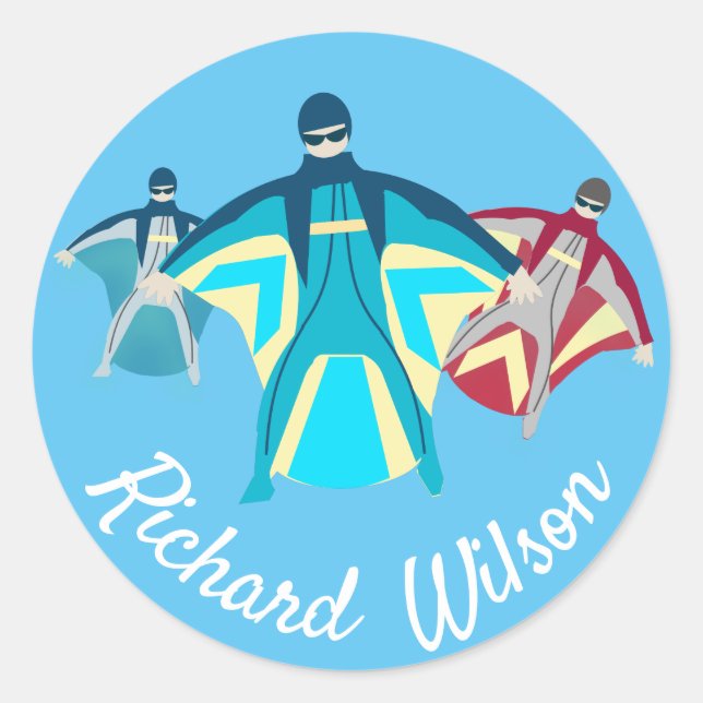 Wingsuit Skydiving Themed Classic Round Sticker (Front)