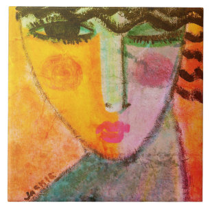 Wink Abstract Portrait of a Woman Tile