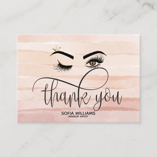 Wink Beautiful Brown Eye dusty pink Aftercare Referral Card (Front)