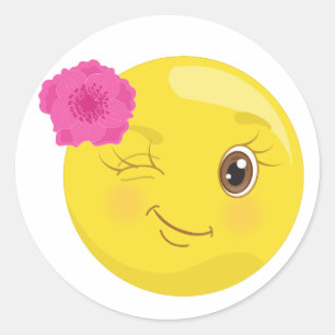 Wink Emoji With Flower Stickers