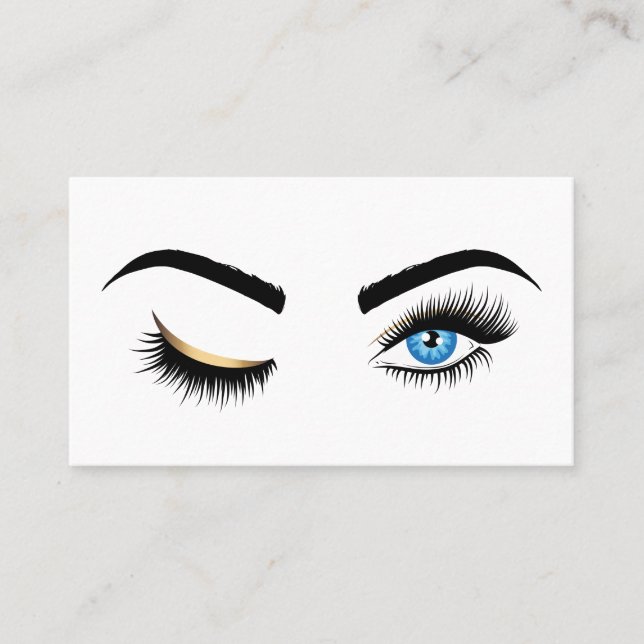 Wink Eye Makeup artist Blue Eyes Lash Extension Business Card (Front)