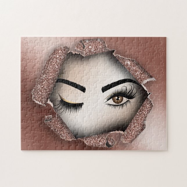 wink eye makeup artist crown lash queen jigsaw puzzle (Horizontal)