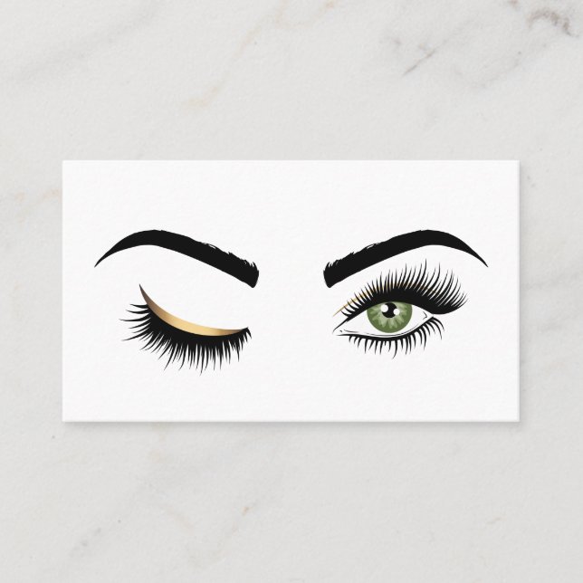 Wink Eye Makeup artist Green Eyes Lash Extension Business Card (Front)