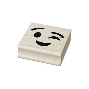 Wink Face Emoji Rubber Stamp