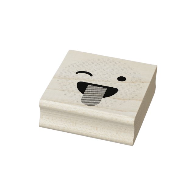 Wink Face with Tongue Emoji Rubber Stamp  (Stamp)