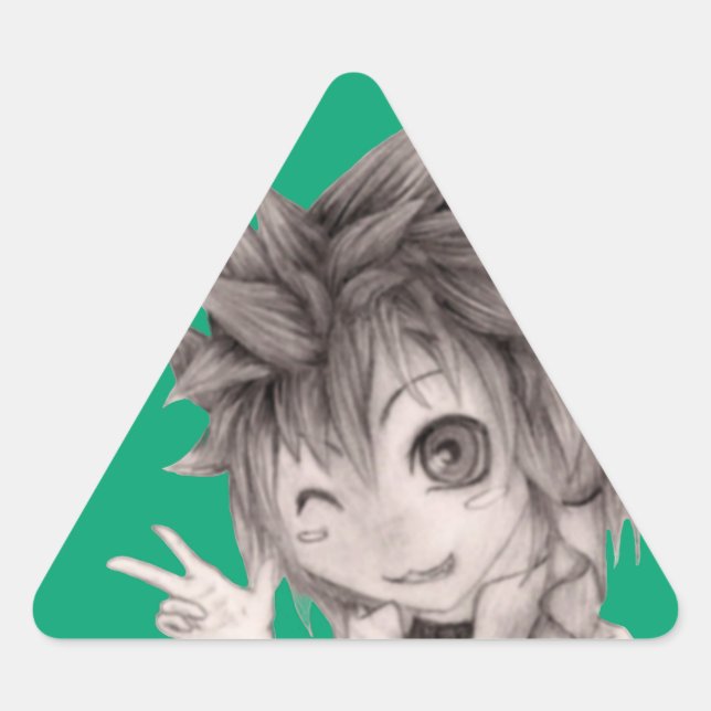 Winking Anime Guy, Original Drawing Triangle Sticker (Front)