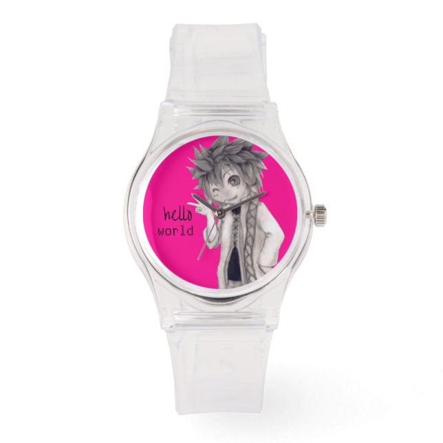 Winking Anime Guy, Original Drawing Watch (Front)