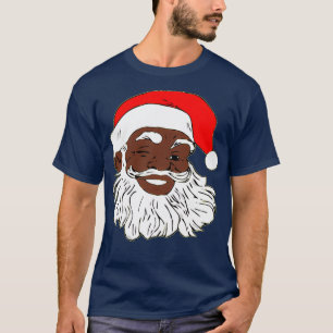 Winking Black Santa Claus Christmas XMAS  T-Shirt